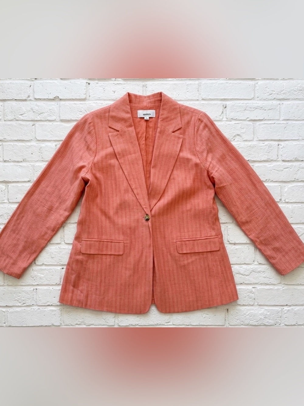 Linen Blend Sonoma Coral Pinstripe Tailored Blazer
